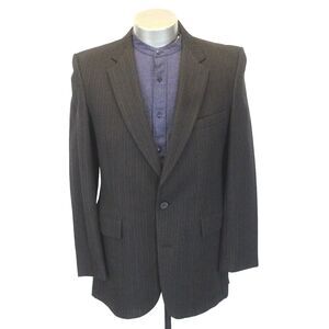 vintage 80s mens brown stripe Playboy blazer jacket sport suit coat flannel 40 L